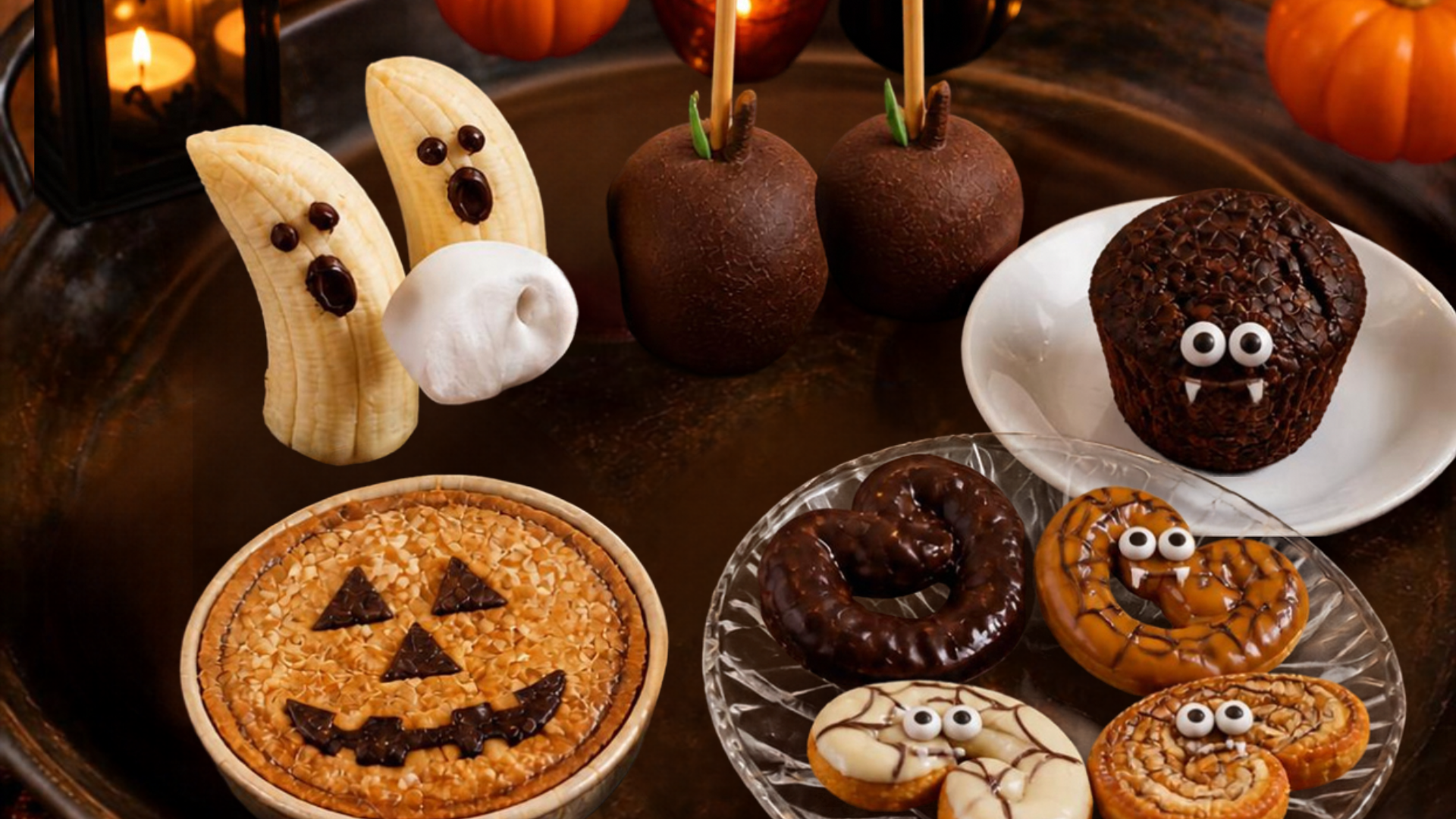 Nada mejor que disponer de una bandeja variada sin gluten en la que todos puedan optar por lo que más les guste, eso sí, todo ambientado en Halloween.